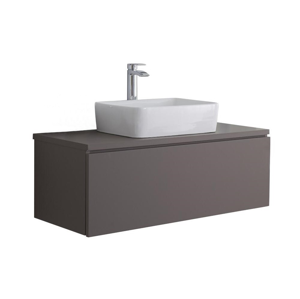 Meuble sous Lavabo Carré Gris Mat Newington 100cm