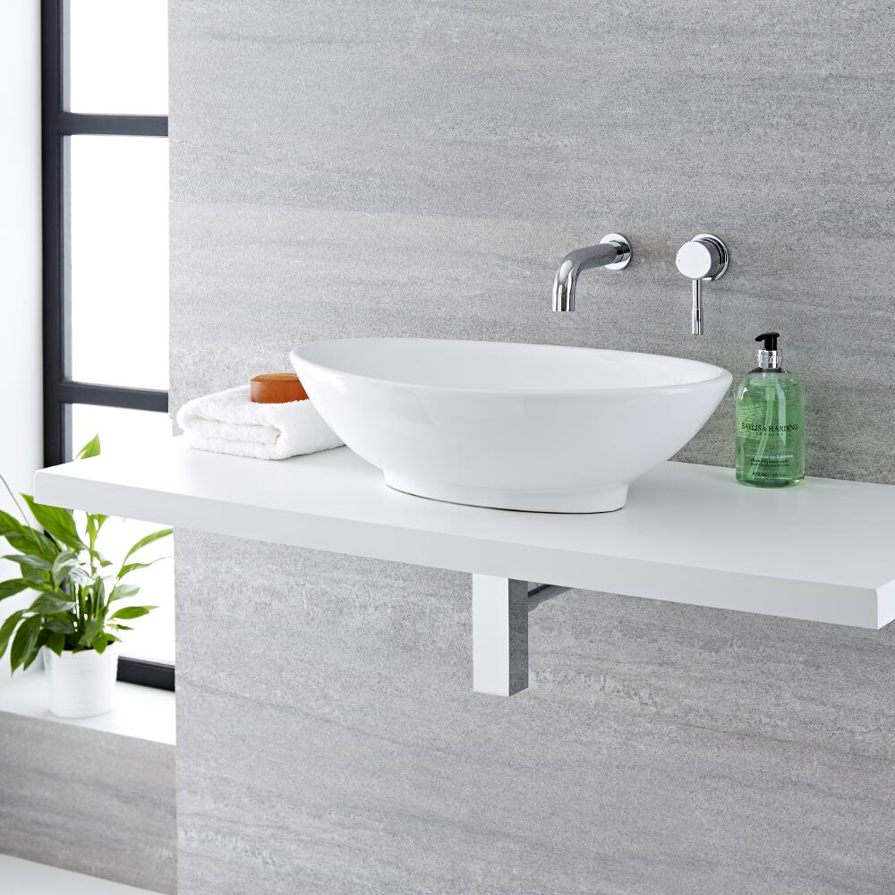 Vasque ovale 52 x 32cm Kenton & Mitigeur Mural Mirage