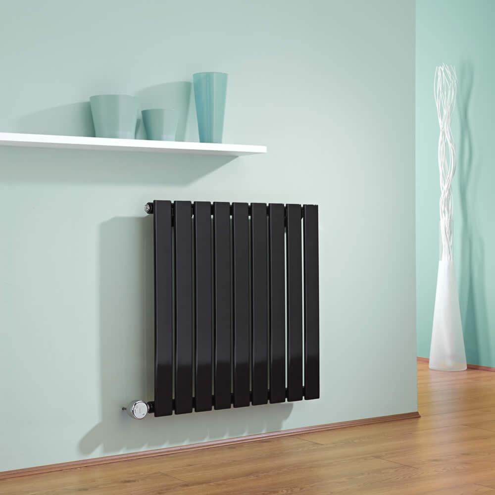 Radiateur Design Électrique Horizontal Noir Delta 63,5cm x 63cm x 4,6cm