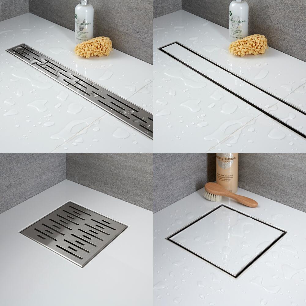 Paroi de Douche 90cm & 100cm - Bras Stabilisateurs Lot de 2 & Choix de Caniveau de Douche Portland