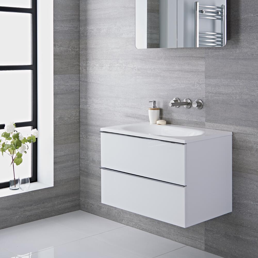 Meuble-lavabo 75x48x52cm Blanc laqué Randwick