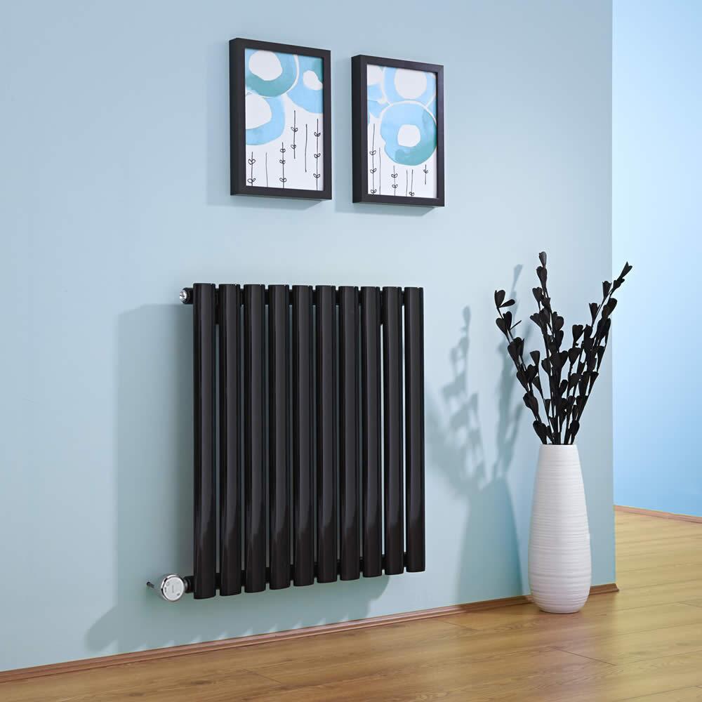 Radiateur Design Électrique Horizontal Noir Vitality 63,5cm x 59.5cm x 5,5cm