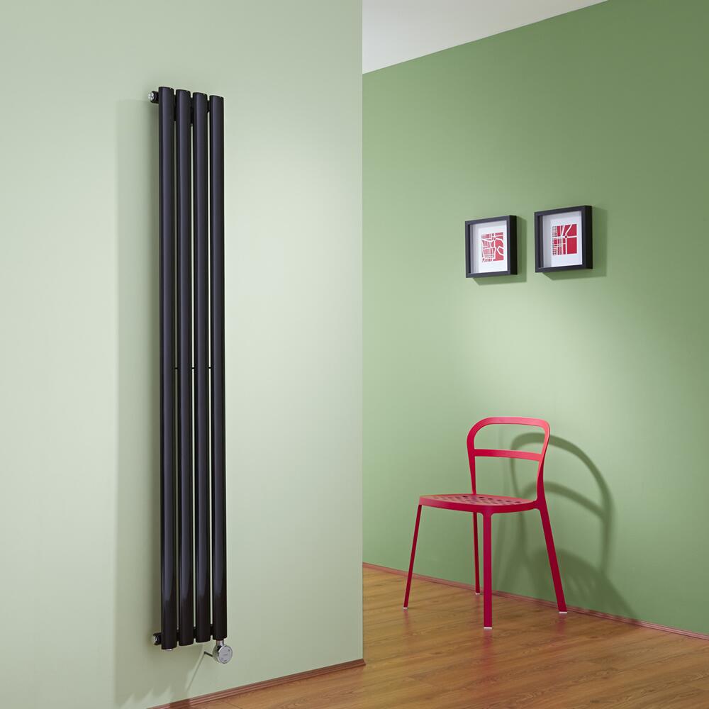 Radiateur Design Électrique Vertical Noir Vitality 160cm x 23,6cm x 5,6cm