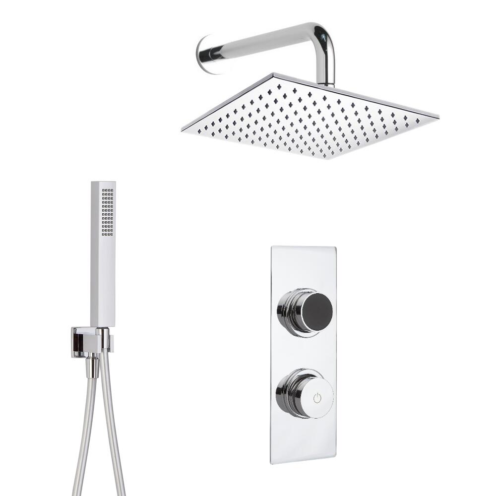 Douche Digitale Thermostatique 2 Fonctions - Pommeau Mural 30x30cm & Douchette