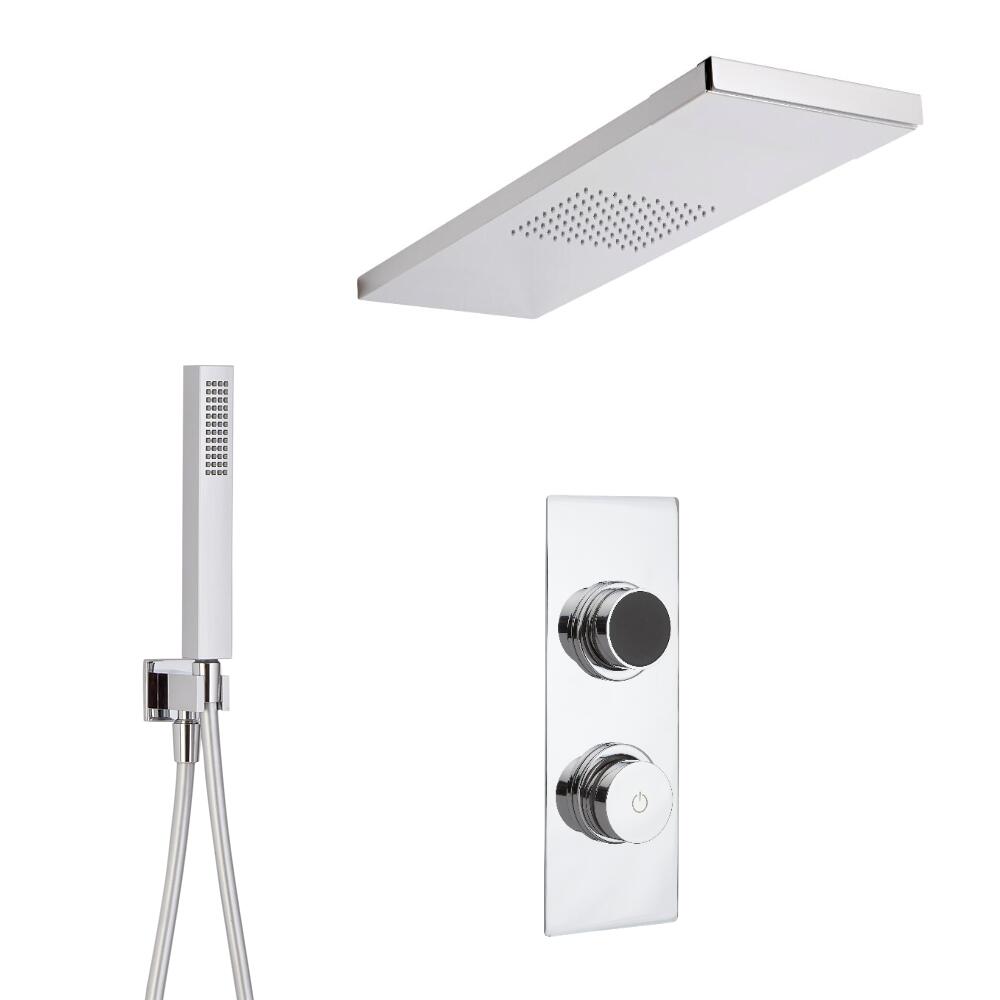 Douche Digitale Thermostatique 2 Fonctions - Pommeau Douche Italienne 25x80cm & Douchette