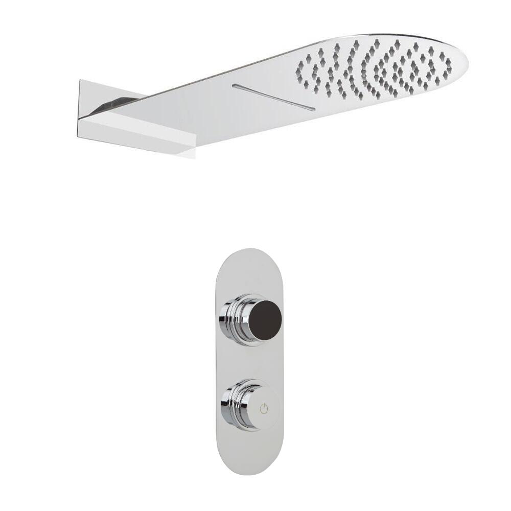 Douche Digitale Thermostatique 2 Fonctions - Pommeau Cascade 20x50cm