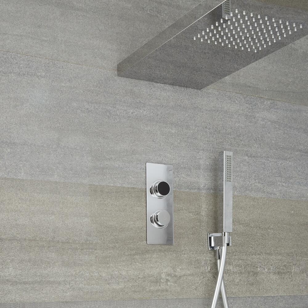 Douche Digitale Thermostatique 3 Fonctions - Pommeau Douche Italienne 25x80cm - Douchette & 4 Jets Hydromassants - Narus