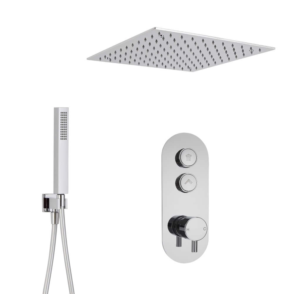 Douche encastrable 2 Fonctions - Douchette & Pommeau Plafonnier 40x40cm -Idro