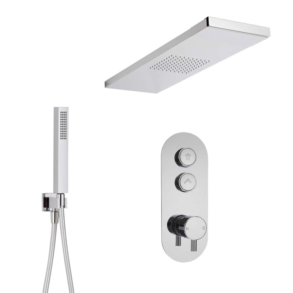 Douche encastrable 2 Fonctions - Douchette & Pommeau Douche Italienne 25x80cm - Idro