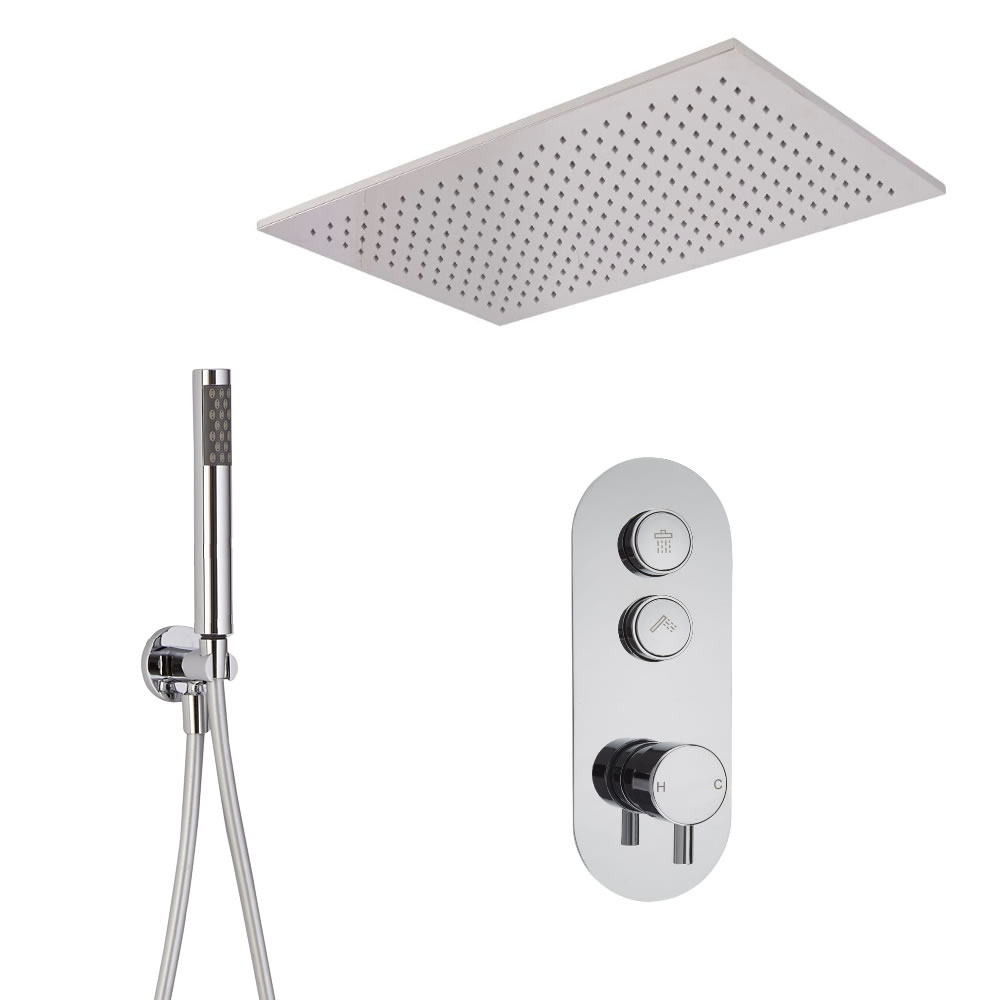 Douche encastrable 2 Fonctions - Douchette & Pommeau Plafonnier 80x50cm -Idro