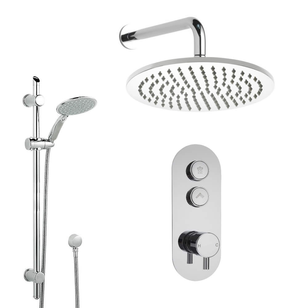 Douche encastrable 2 Fonctions - Douchette sur Rampe & Pommeau Rond Plafond 30cm -Idro