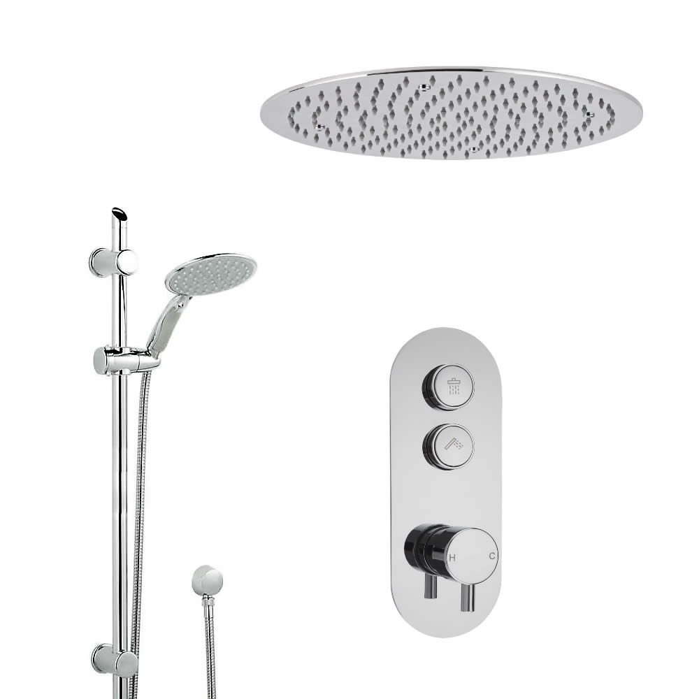 Douche encastrable 2 Fonctions - Douchette sur Rampe & Pommeau Plafonnier Ø 40cm -Idro