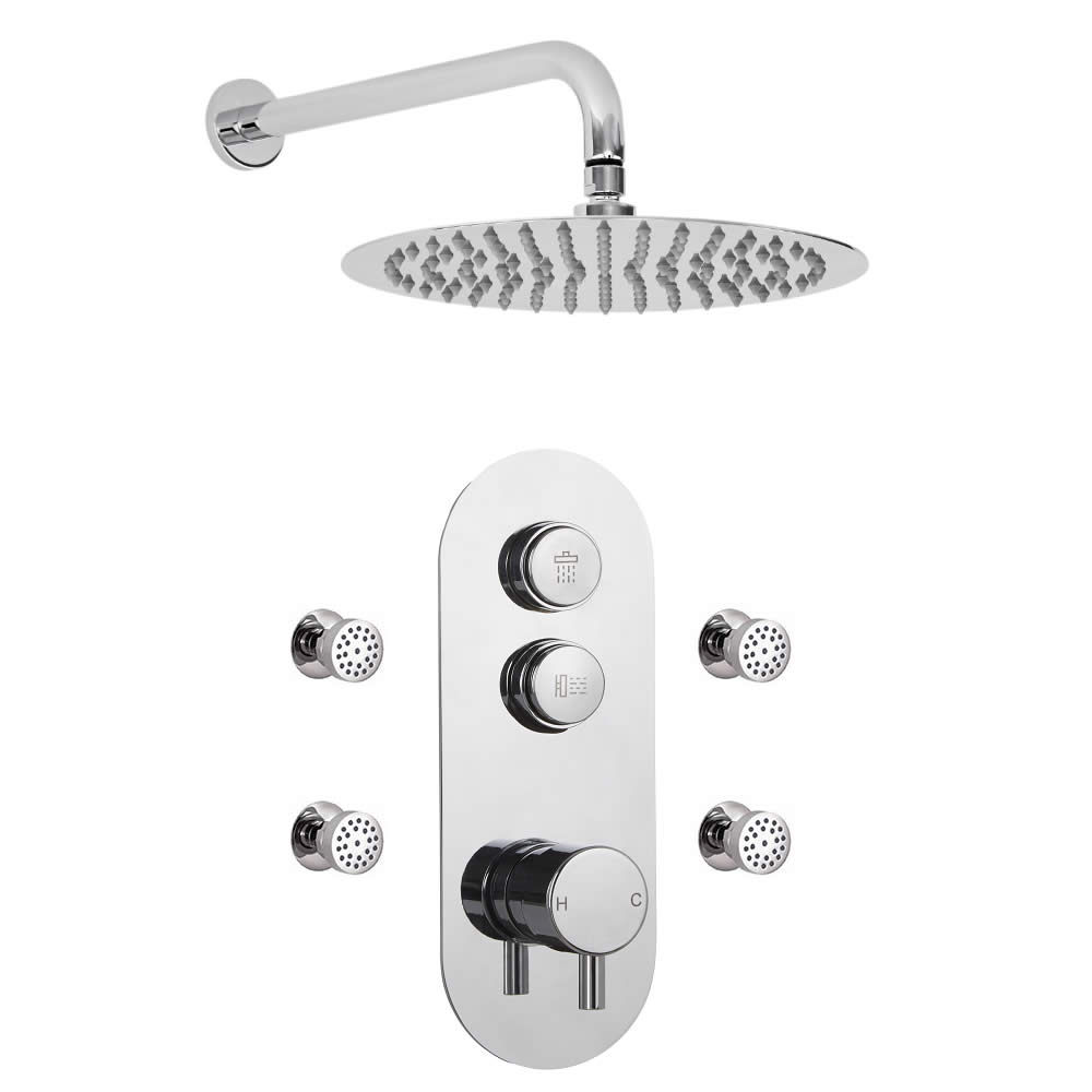 Douche encastrable 2 Fonctions - Pommeau Ø 30cm & 4 Buses Hydromassantes -Idro