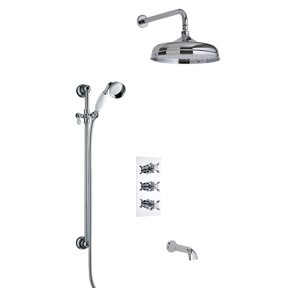 Douche Thermostatique Encastrable Rétro à Pommeau Ø 15cm Douchette & Bec verseur