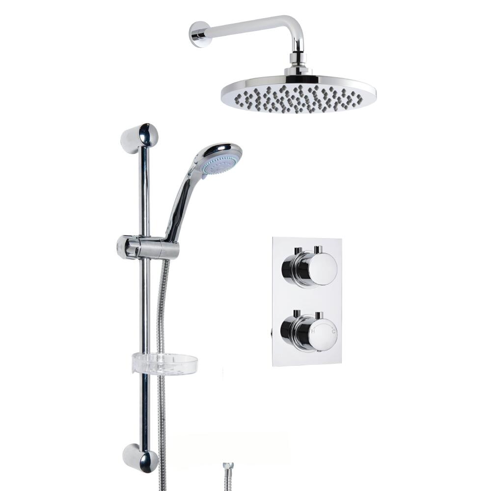 Douche Encastrable à Pommeau Mural Rond 20cm & Douchette Porte-savon