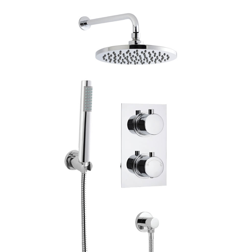 Douche Encastrable à Pommeau Mural Rond 20cm & Douchette Minimaliste