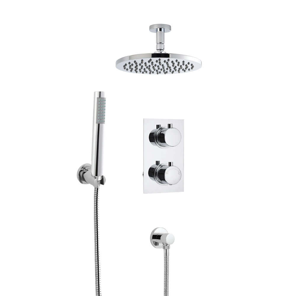 Douche Encastrable à Pommeau Plafond Rond 20cm & Douchette Minimaliste