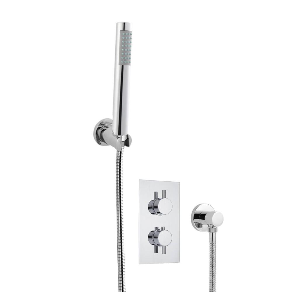 Kit de Douche Thermostatique Encastrable Design Rond Minimaliste avec Douchette