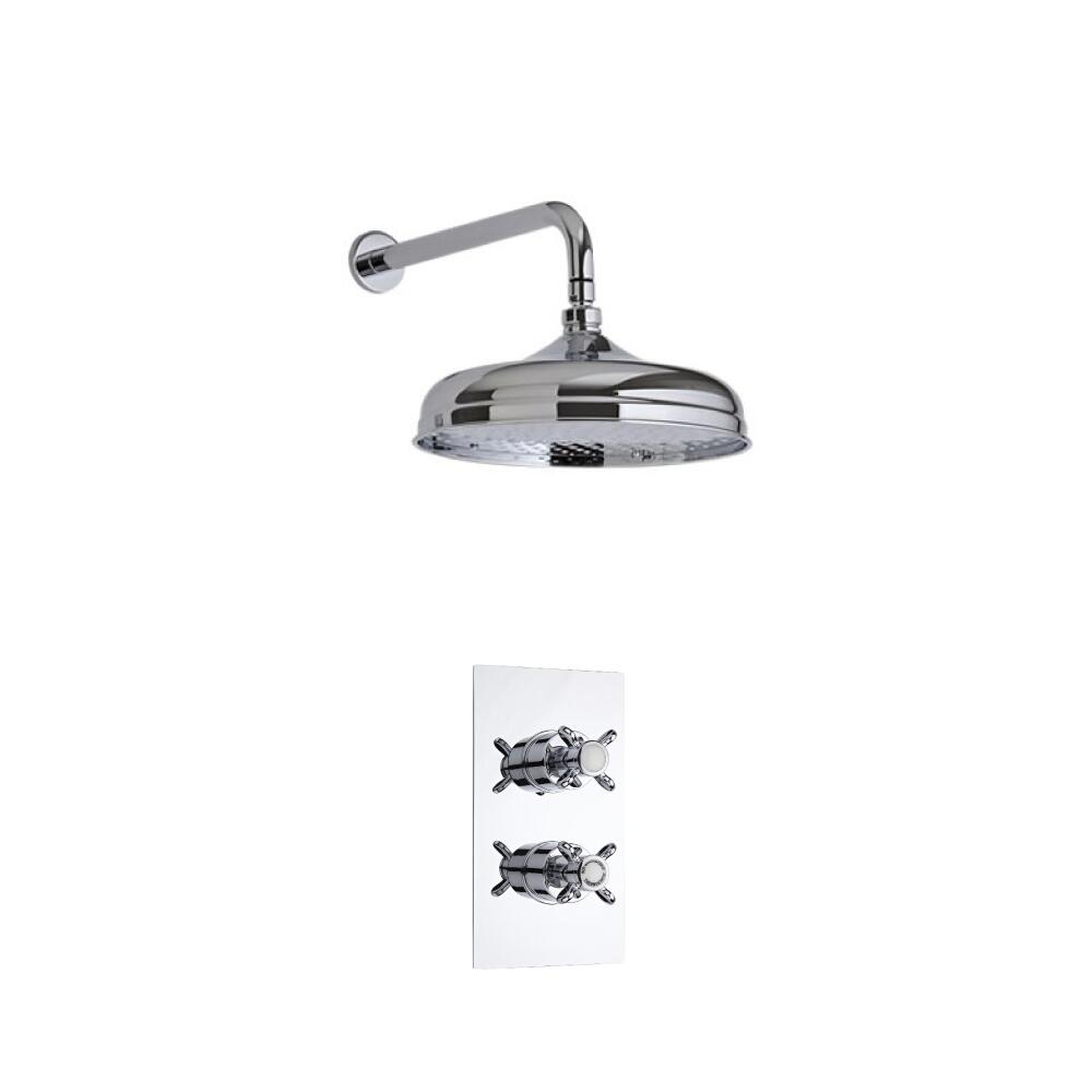 Kit de Douche Thermostatique Encastrable à Pommeau Ø 15cm Design Rétro Minimaliste