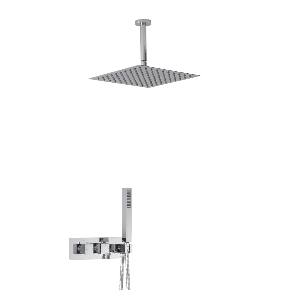 Kit Douche Encastrable Pommeau Plafond Carré 30cm & Douchette Arvo