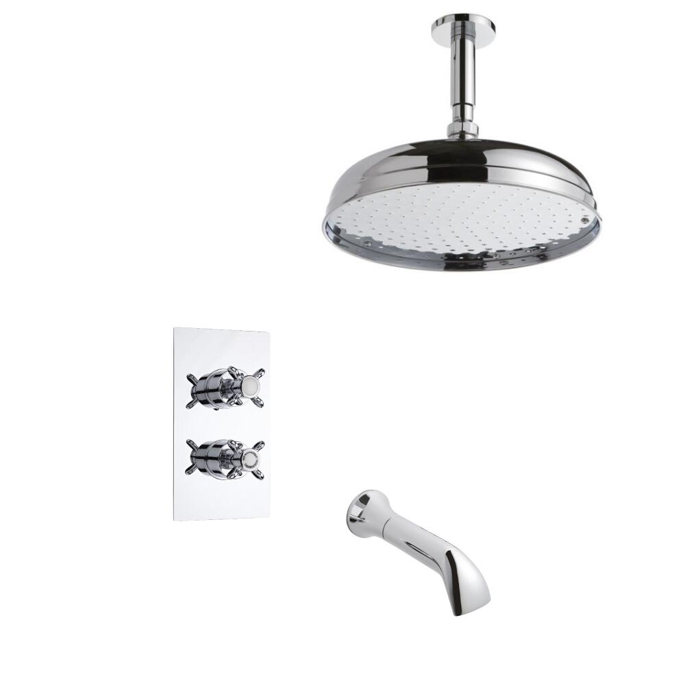 Kit de Douche Thermostatique Encastrable Rétro Pommeau Ø 30cm & Bec verseur