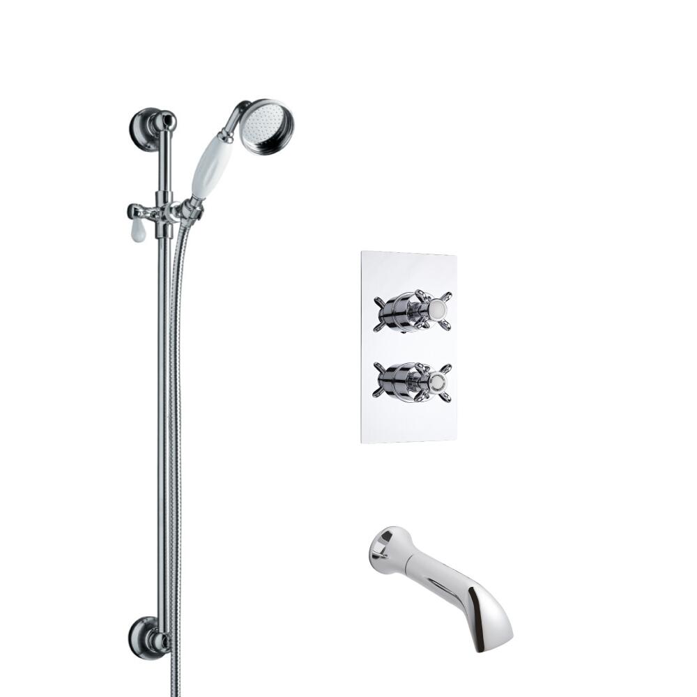 Kit de Douche Thermostatique Encastrable Rétro Douchette Ø 7cm & Bec verseur