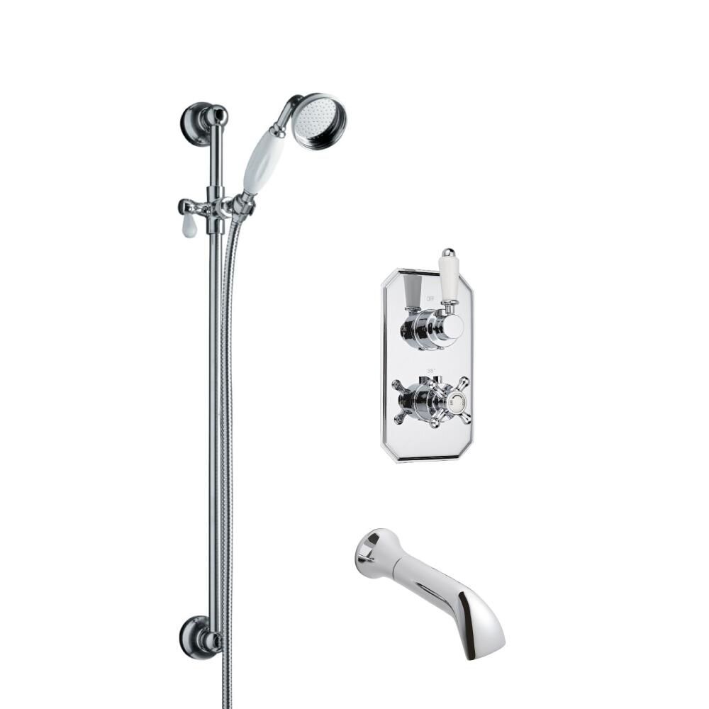 Kit de Douche Thermostatique Encastrable Douchette Ø 7cm Bec verseur & Mitigeur Rétro