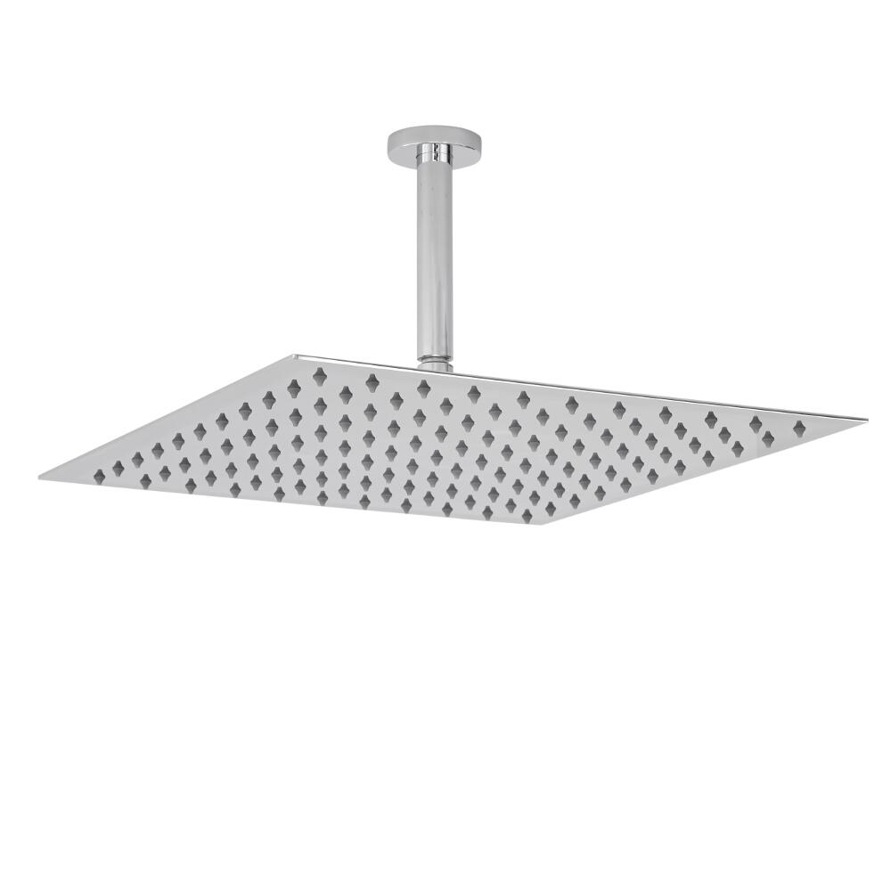 Pomme de douche carrée ultrafine 40cm & bras plafond