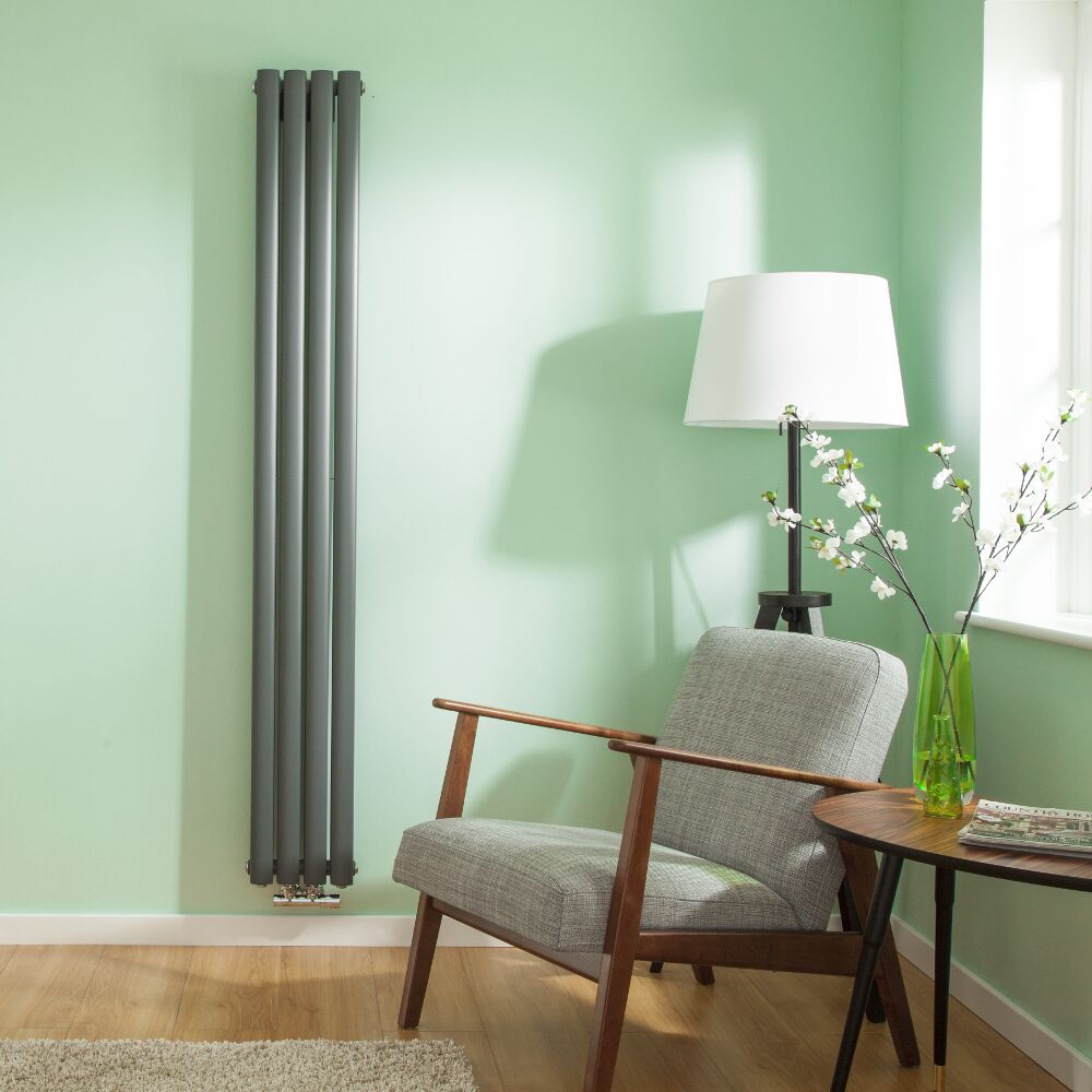 Radiateur Design Vertical Raccordement Central Anthracite Vitality Caldae 178cm x 23,6cm x 7,8cm 866 Watts