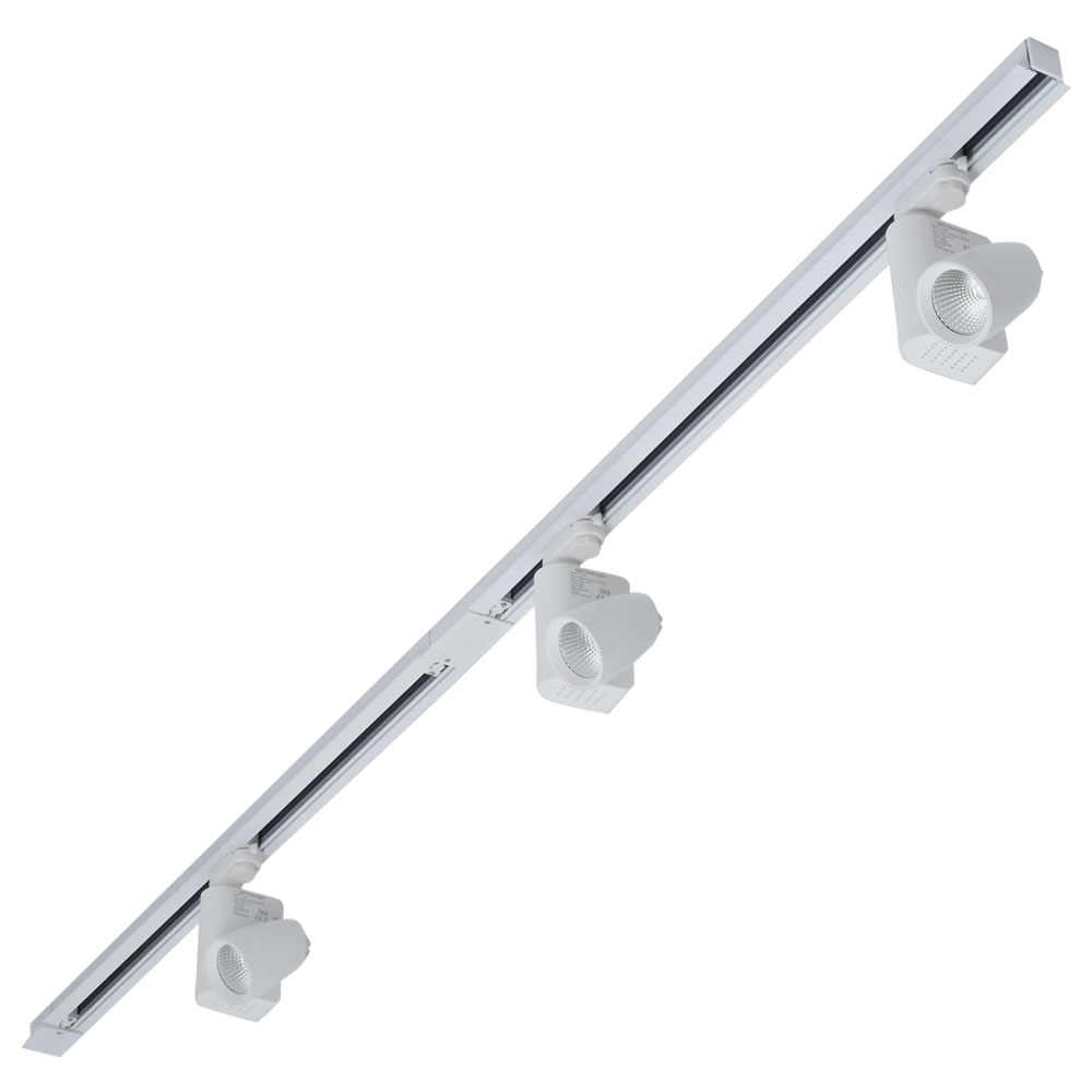Biard Spot LED 12W sur rail 2 x 1m encastrable Triphasé Blanc - Pack de 3