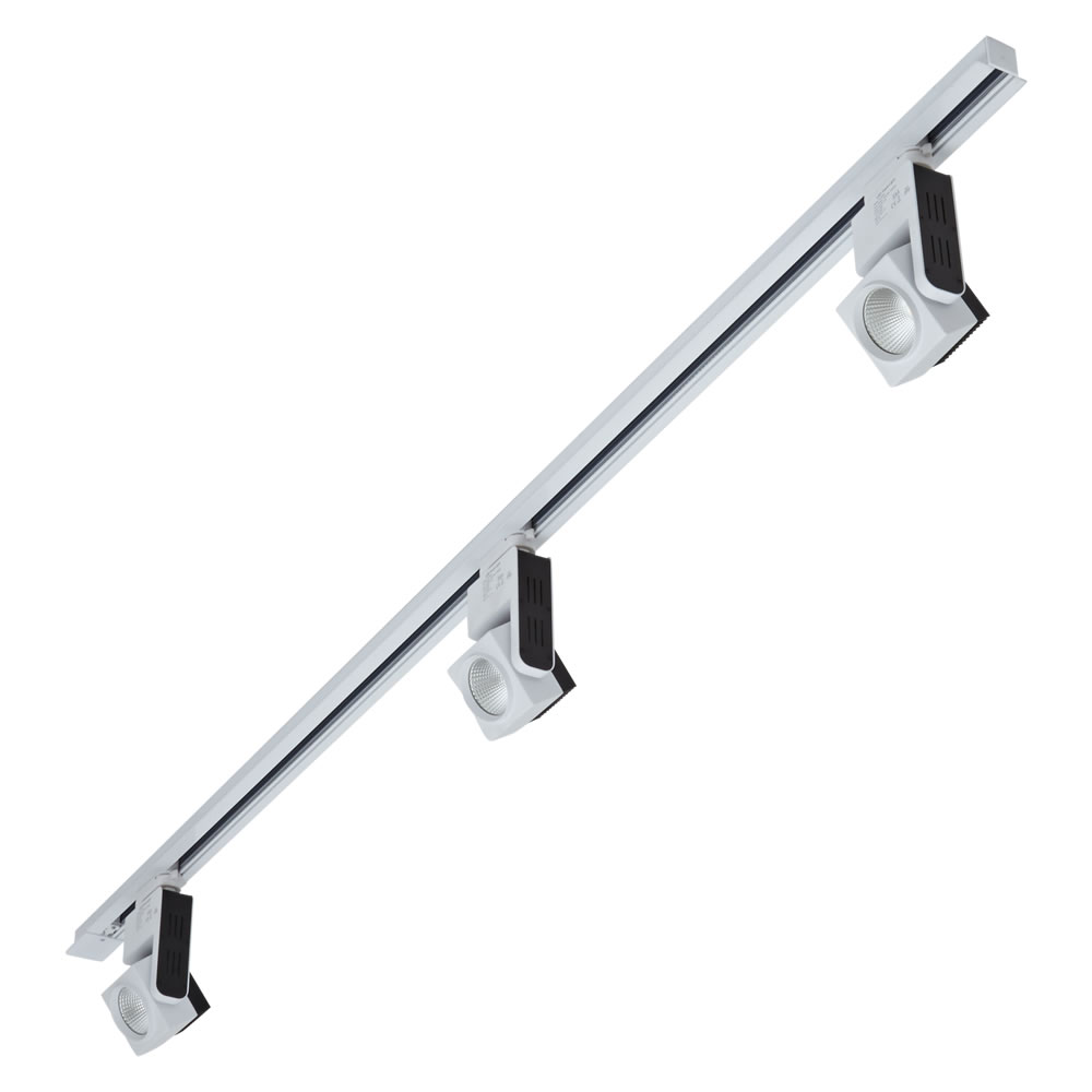 Biard Spot LED 25W Cubique sur rail 2m encastrable Triphasé Blanc - Pack de 3