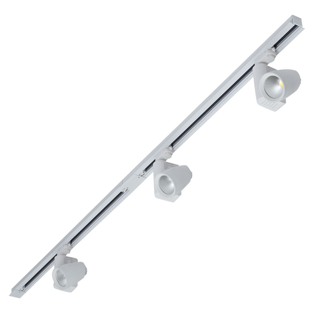 Biard Spot LED 25W sur rail 3 x 1m encastrable Triphasé Blanc - Pack de 4