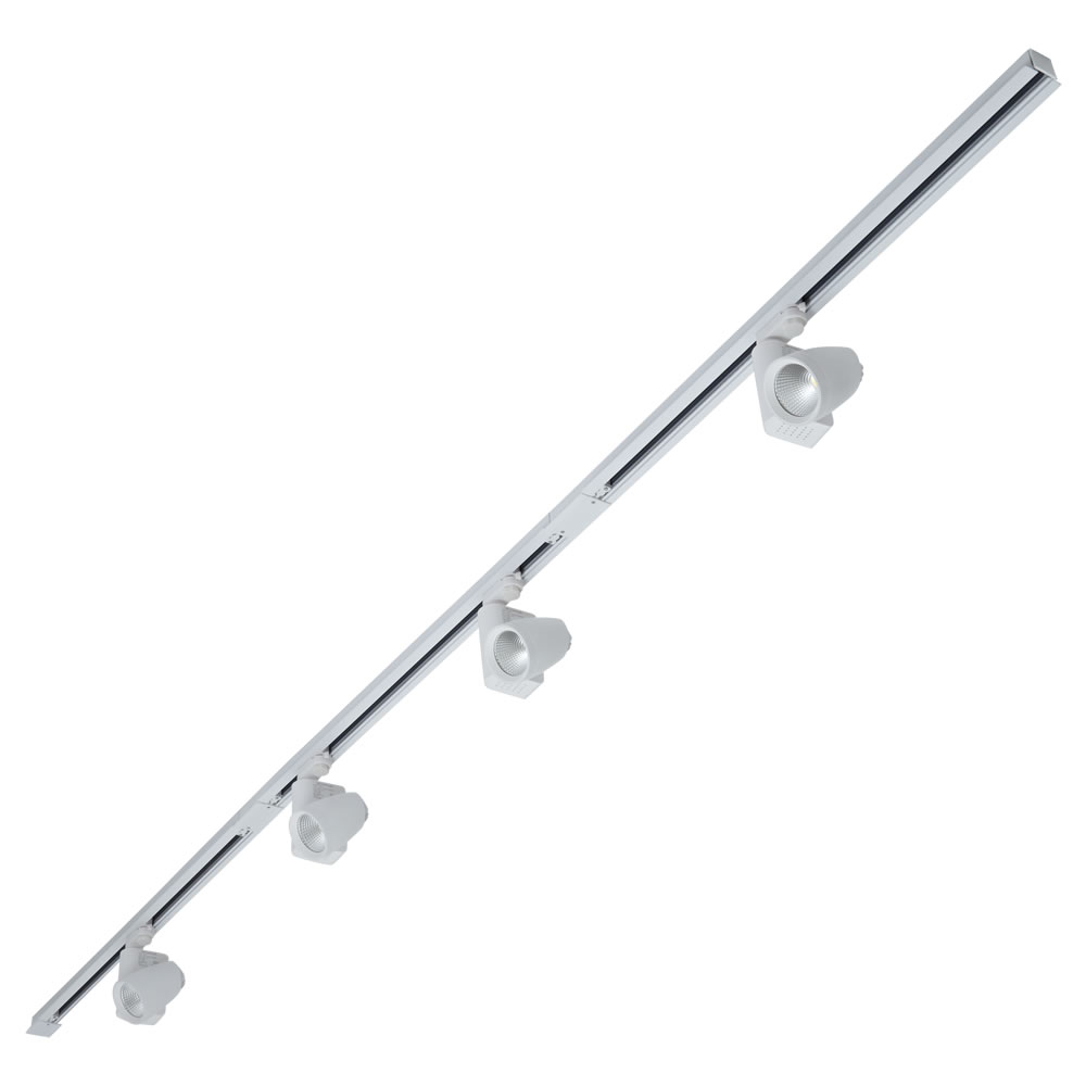 Biard Spot LED 25W sur rail 3 x 1m encastrable Triphasé Blanc - Pack de 4