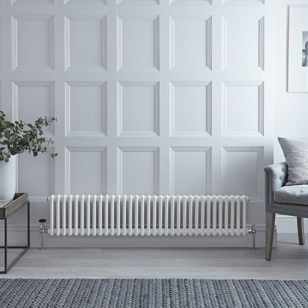 Radiateur Horizontal Style Fonte Blanc Windsor 30cm x 150,8cm x 6,8cm 1050 Watts