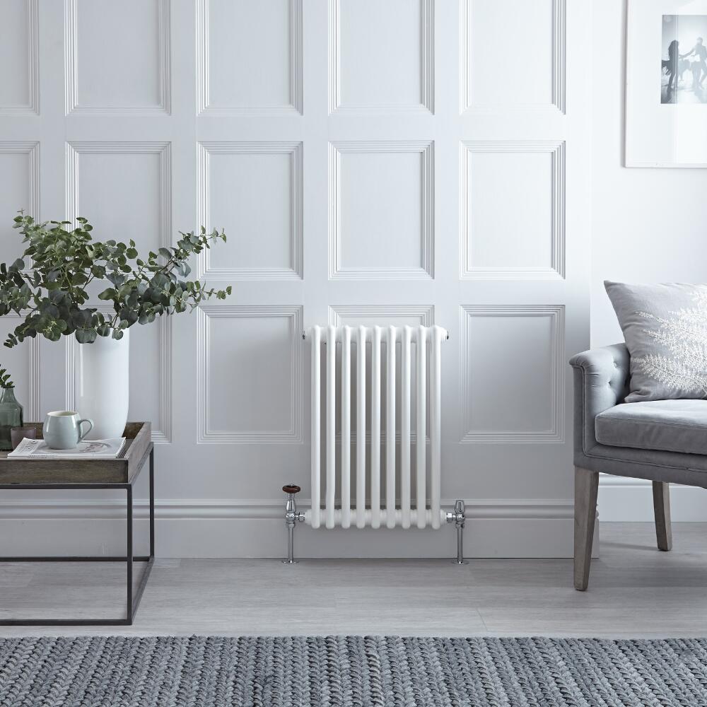 Radiateur Horizontal Style Fonte Blanc Windsor 60cm x 40,5cm x 6,6cm 568 Watts