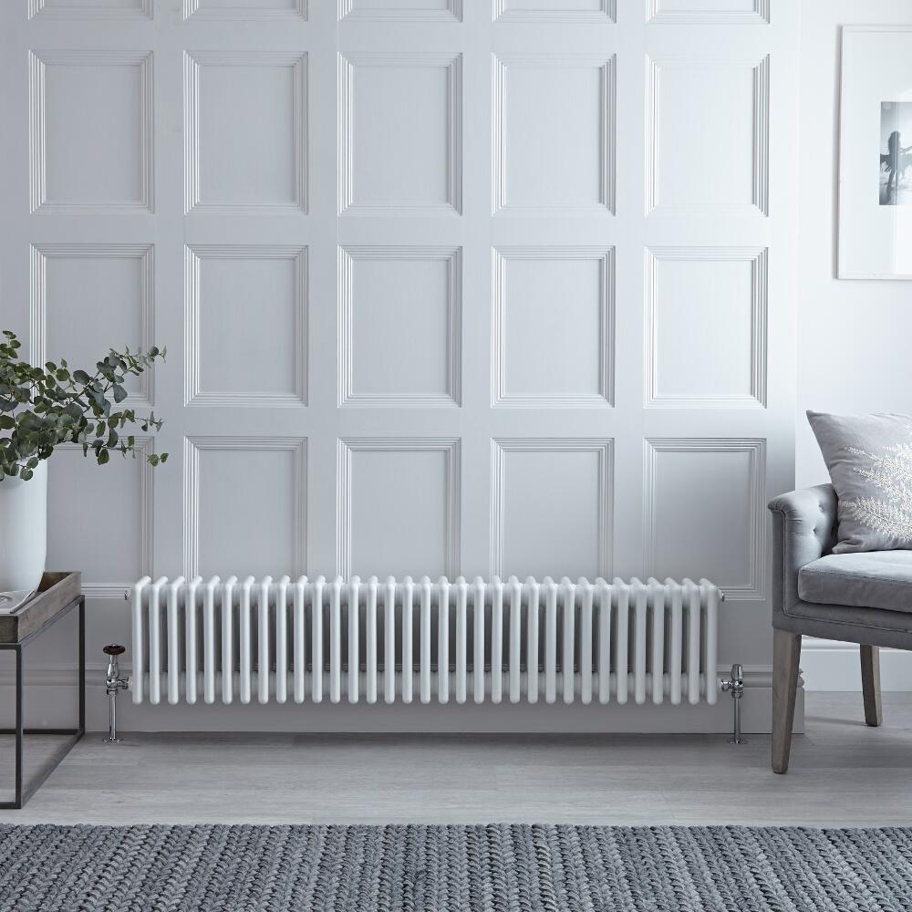 Radiateur Horizontal Style Fonte Blanc Windsor 30cm x 148,5cm x 13,3cm 1793 Watts