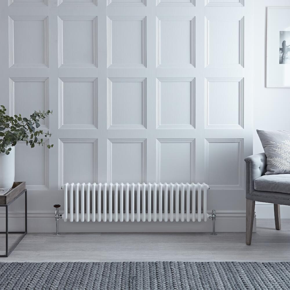 Radiateur Horizontal Style Fonte Blanc Windsor 30cm x 119.3cm x 10cm 1051 Watts