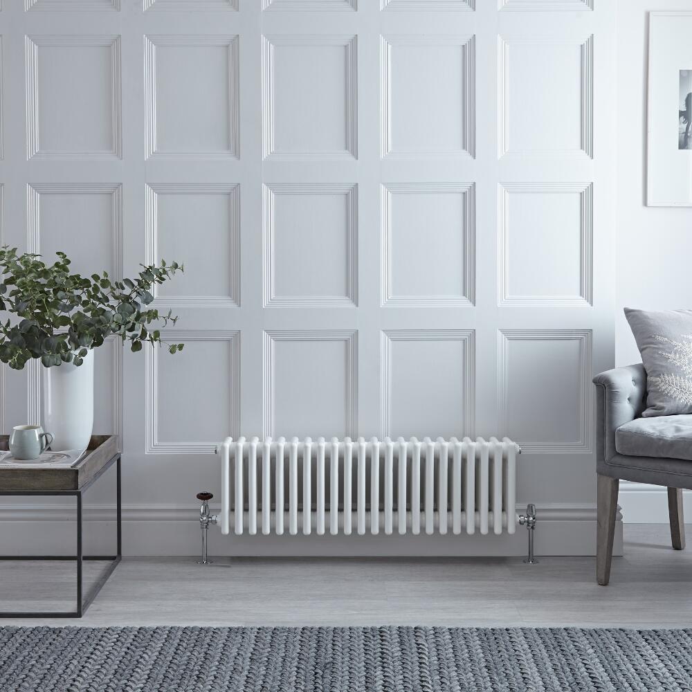 Radiateur Horizontal Style Fonte Blanc Windsor 30cm x 99cm x 13,3cm 1060 Watts