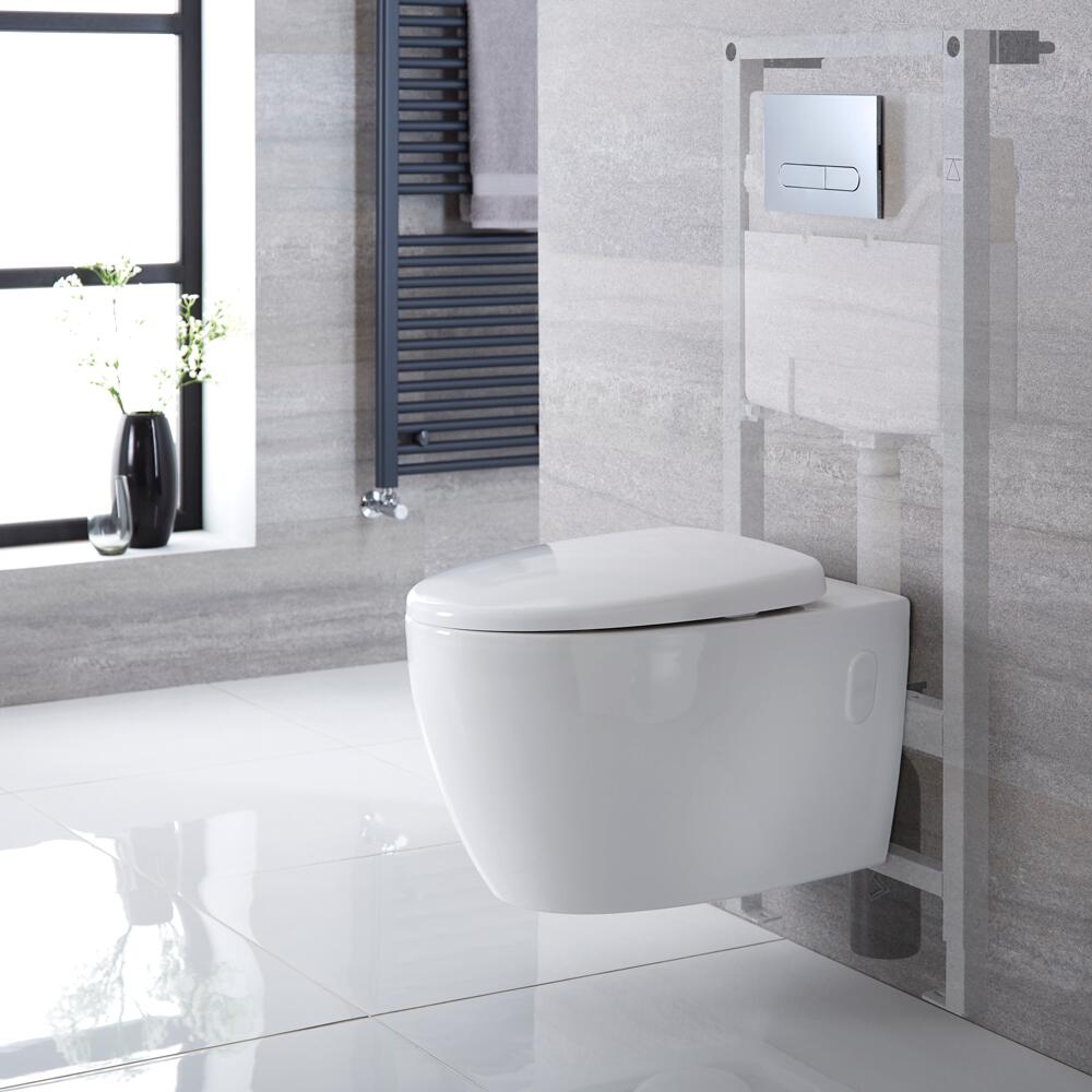 Pack WC Suspendu Kenton - Bâti-support 115x50x18cm & Plaque de Déclenchement au Choix