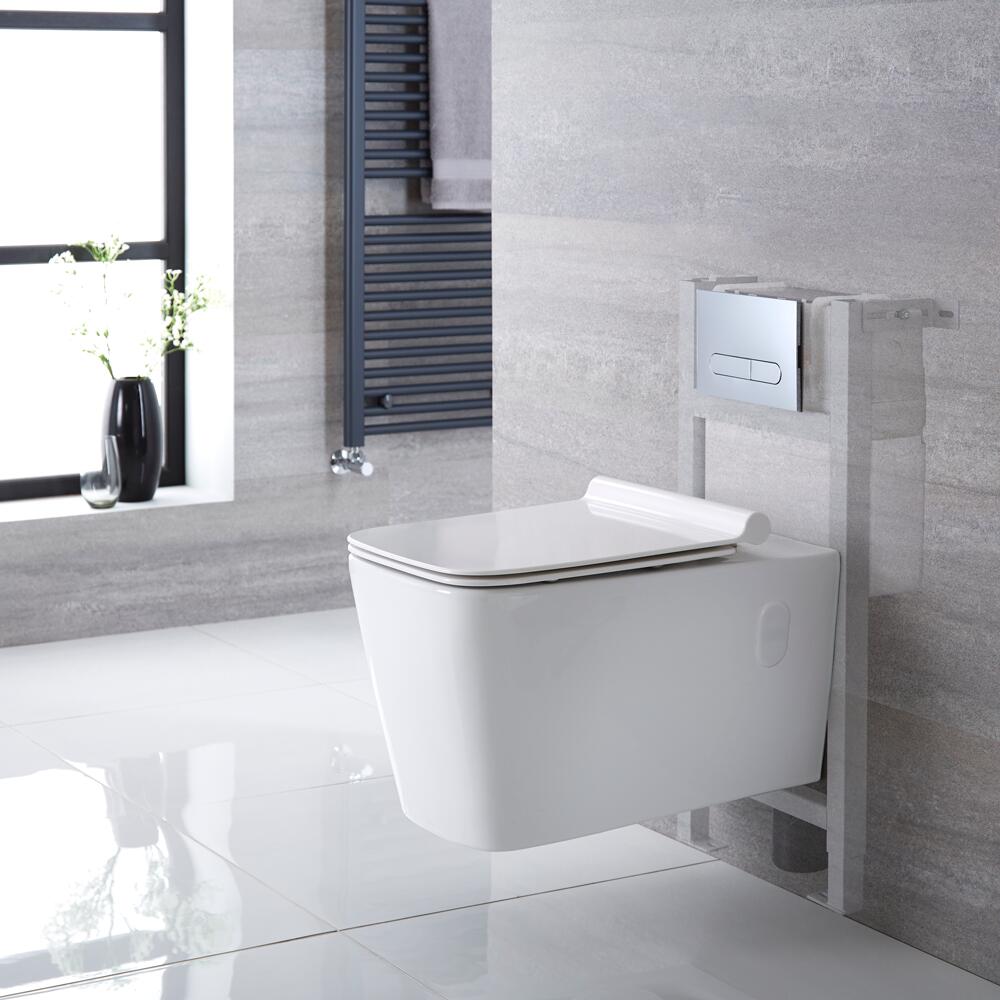 Pack WC Suspendu Sandford - Bâti-support 82x40x15/20cm & Plaque de Déclenchement au Choix