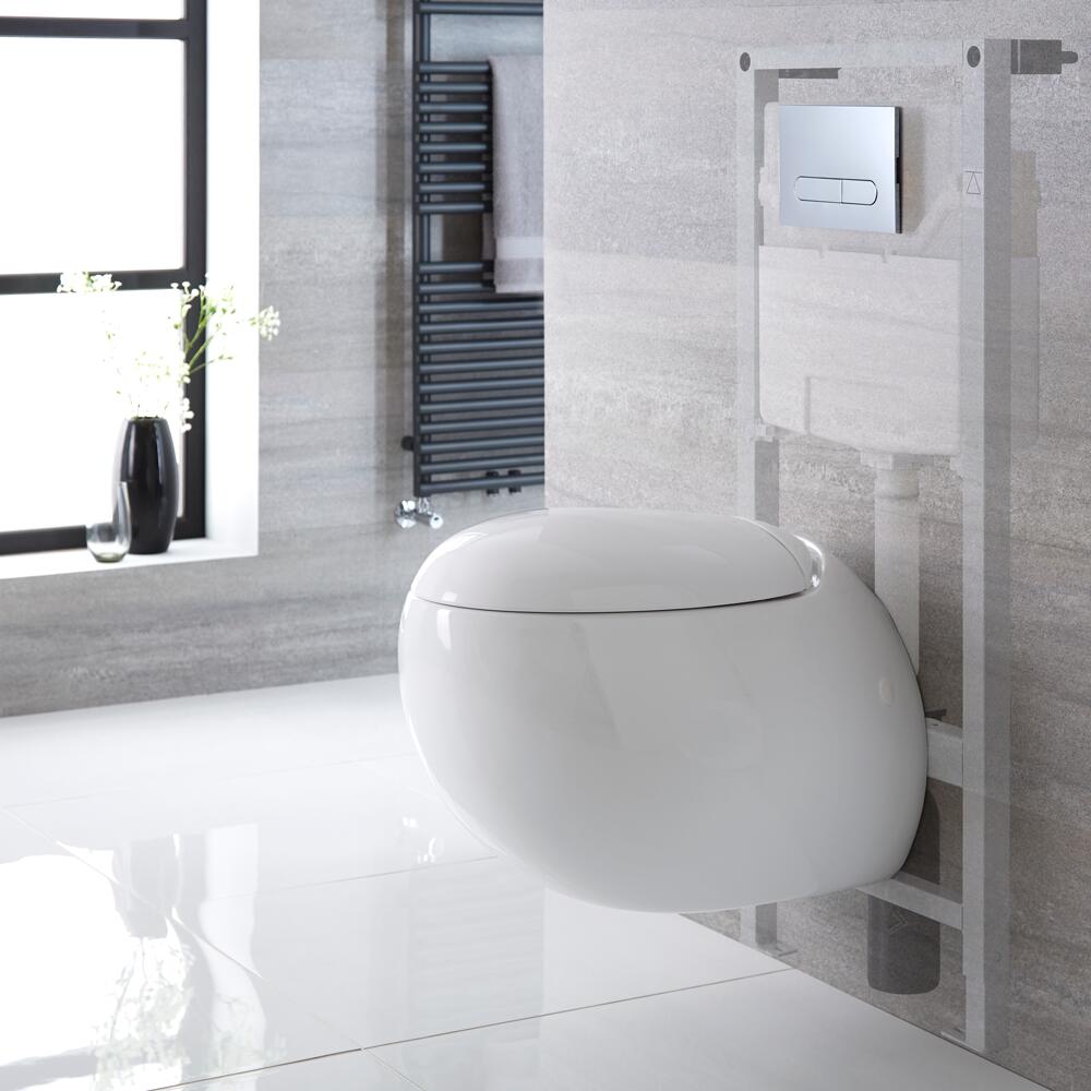 Pack WC Suspendu Langtree - Bâti-support 115x50x18cm & Plaque de Déclenchement - Choix parmi 4 Modèles