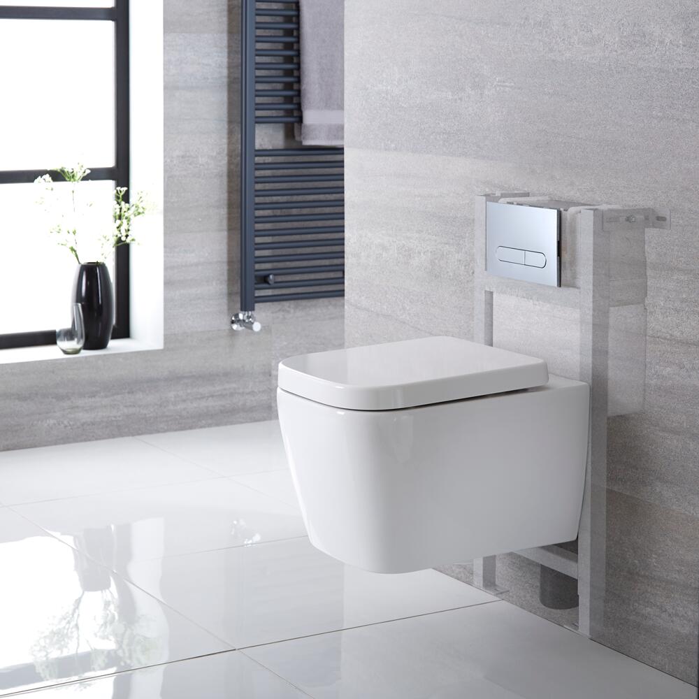 Pack WC Suspendu Milton - Bâti-support 82x40cm & Plaque de Déclenchement - Choix parmi 4 Modèles