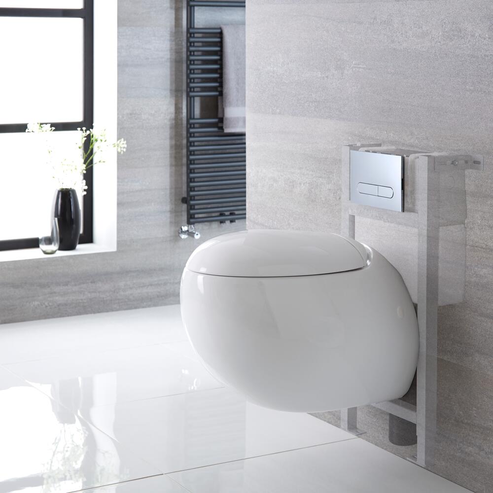 Pack WC Suspendu Langtree - Bâti-support 82x40cm & Plaque de Déclenchement - Choix parmi 4 Modèles