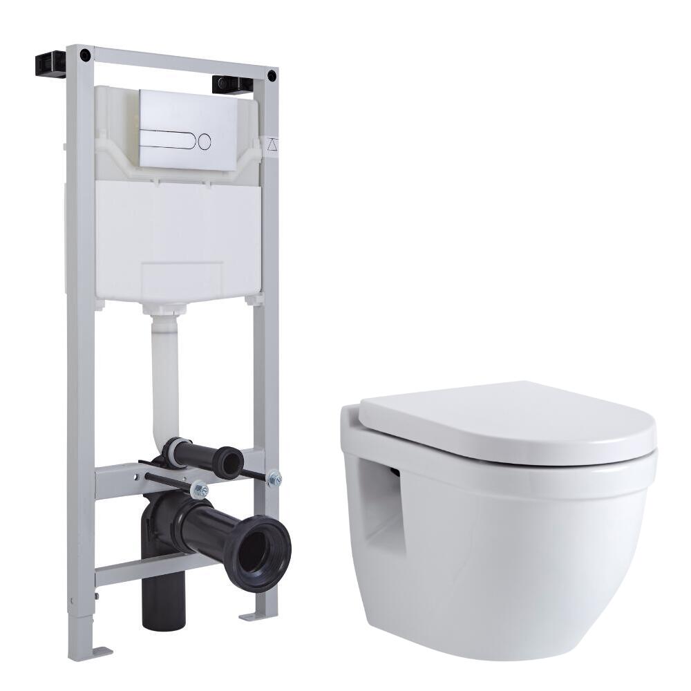 Pack WC Suspendu Belstone - Bâti-support 115x50x18cm & Plaque de Déclenchement au Choix