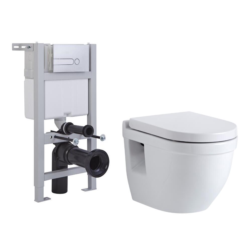 Pack WC Suspendu Belstone - Bâti-support 82x40x15/20cm & Plaque de Déclenchement au Choix