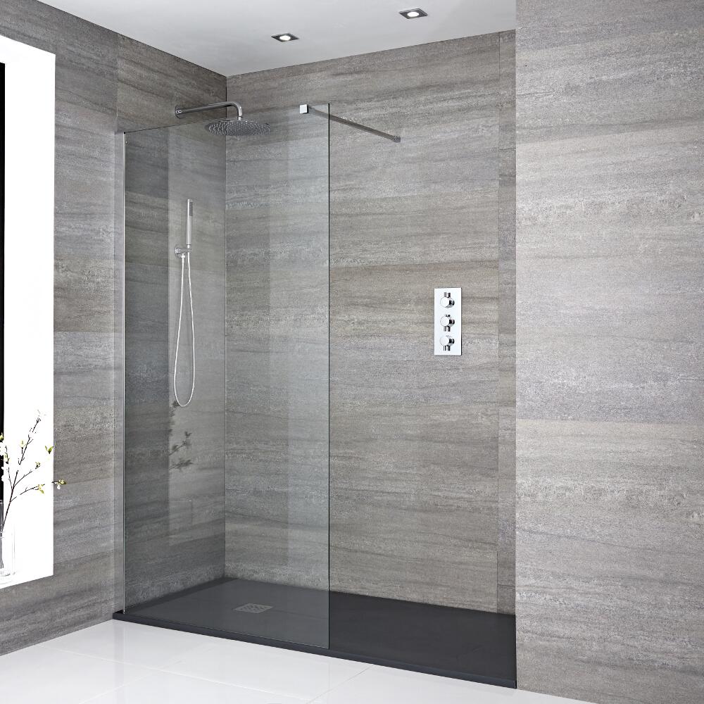 Paroi de douche 100x195cm & Receveur 170x80cm Anthracite