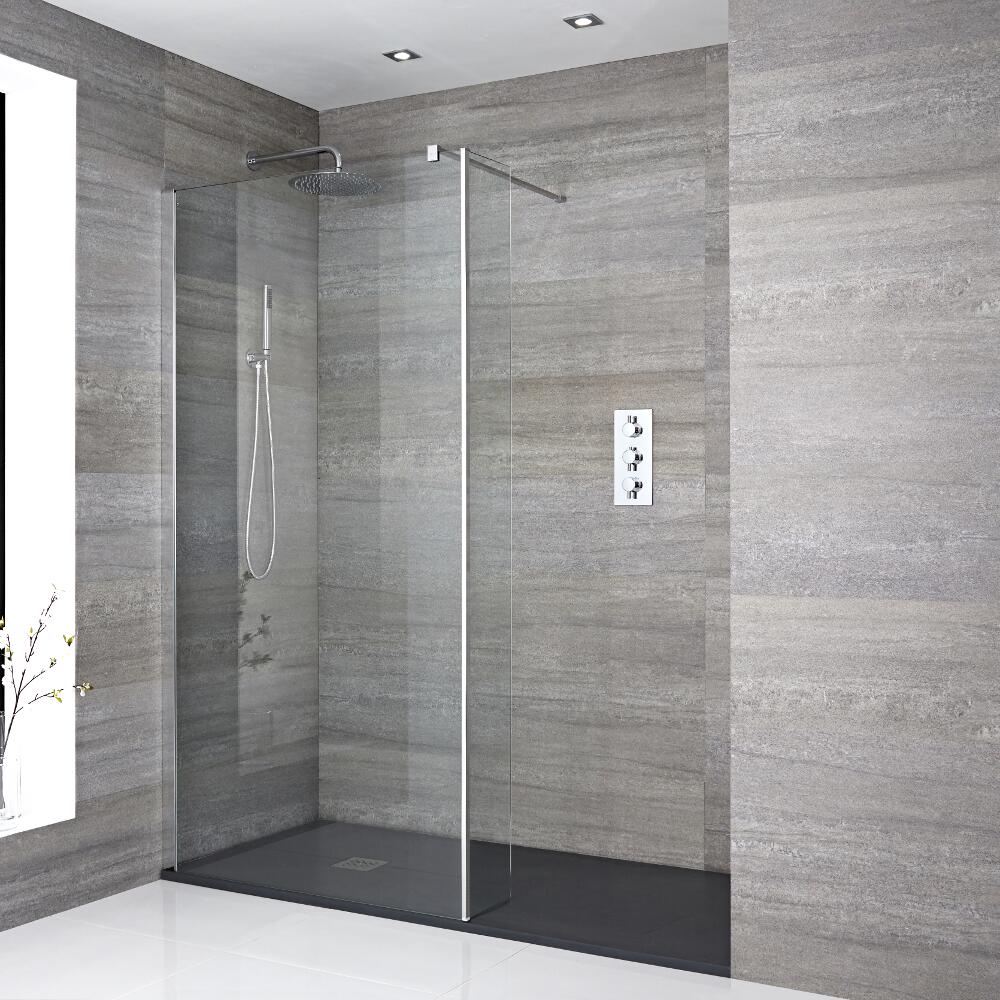 Paroi de douche 80x195cm Retour & Receveur 140x80cm Anthracite