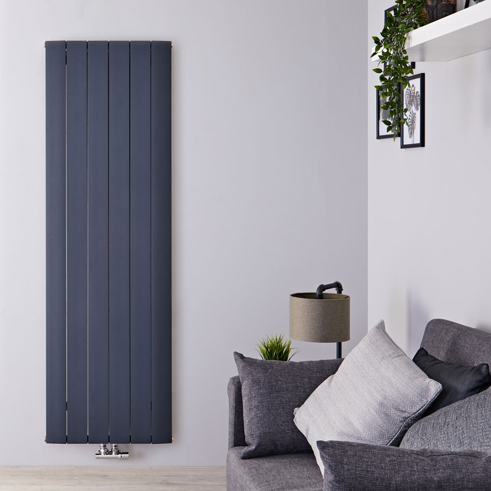 Radiateur Design Vertical Raccordement Central Aluminium Anthracite Aurora 180cm x 56,5cm x 4,6cm 2303 Watts