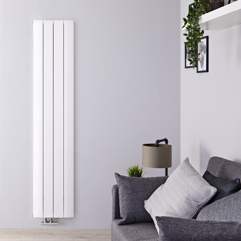 Radiateur Design Vertical Raccordement Central Aluminium Blanc Aurora 160cm x 37,5cm x 4,5cm 1361 Watts