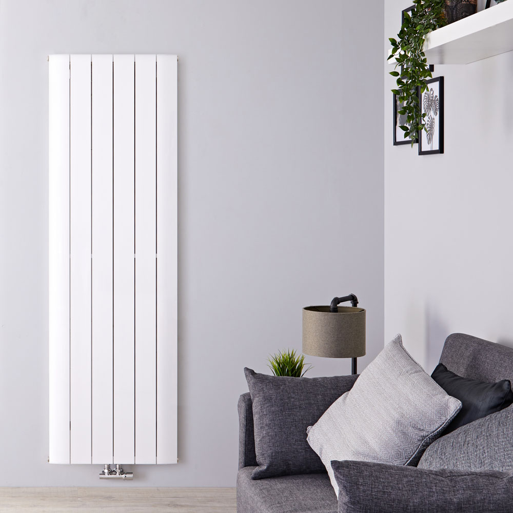 Radiateur Design Vertical Raccordement Central Aluminium Blanc Aurora 180cm x 56,5cm x 4,6cm 2303 Watts